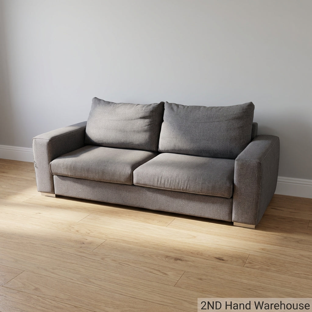 Modern Grey Fabric Two-Seater Sofa - 2ndhandwarehouse.com