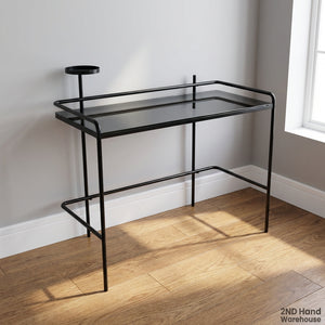 Sleek Black Metal & Smoked Glass Console/ desk - 2ndhandwarehouse.com