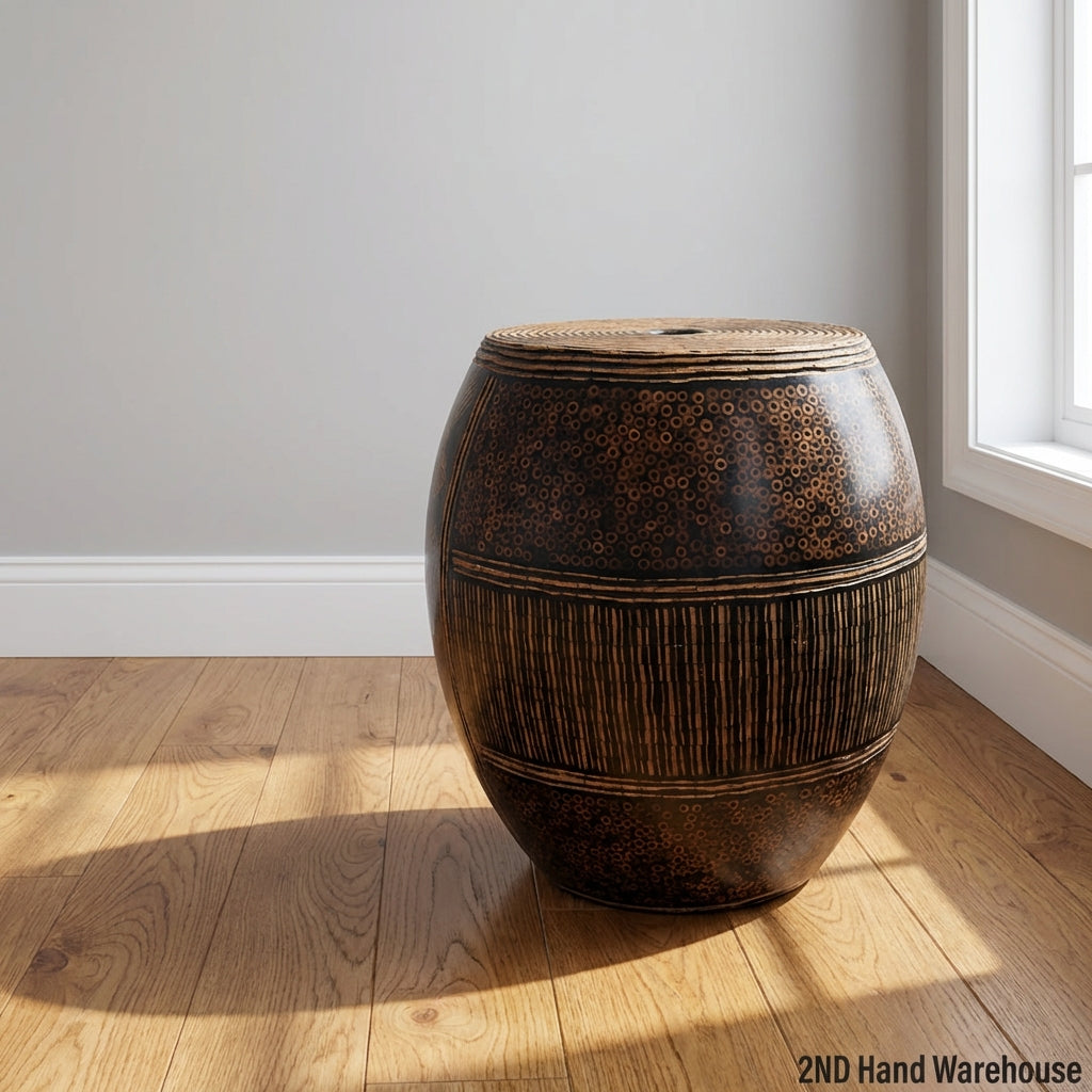 Tribal Patterned Drum Stool / Side Table