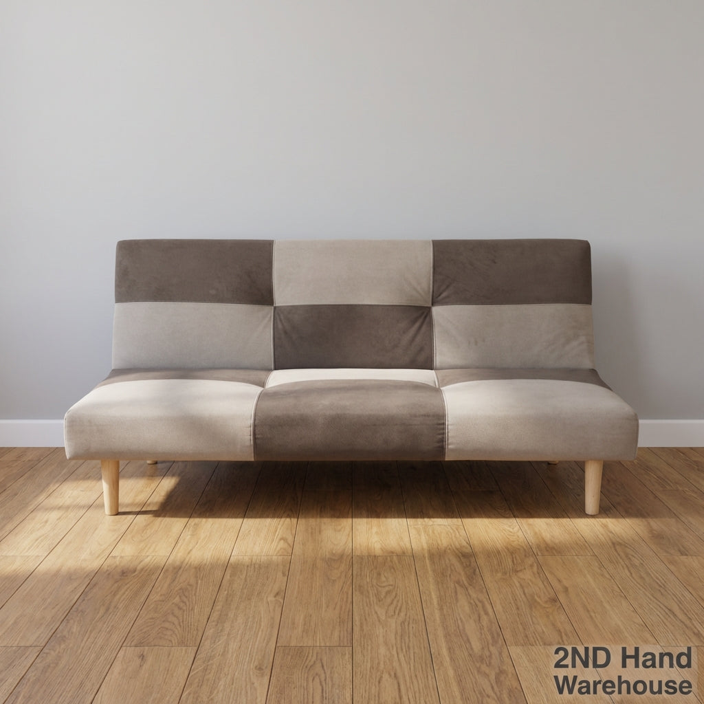 Versatile Two-Tone Patchwork Futon sleeper couch - 2ndhandwarehouse.com