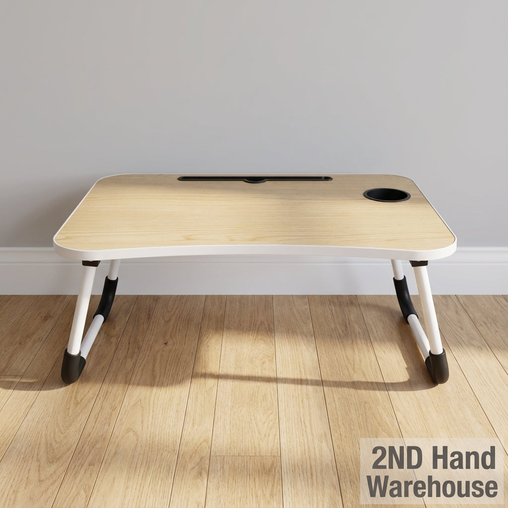 Portable Foldable Lap Desk with Cup Holder & Tablet Slot
