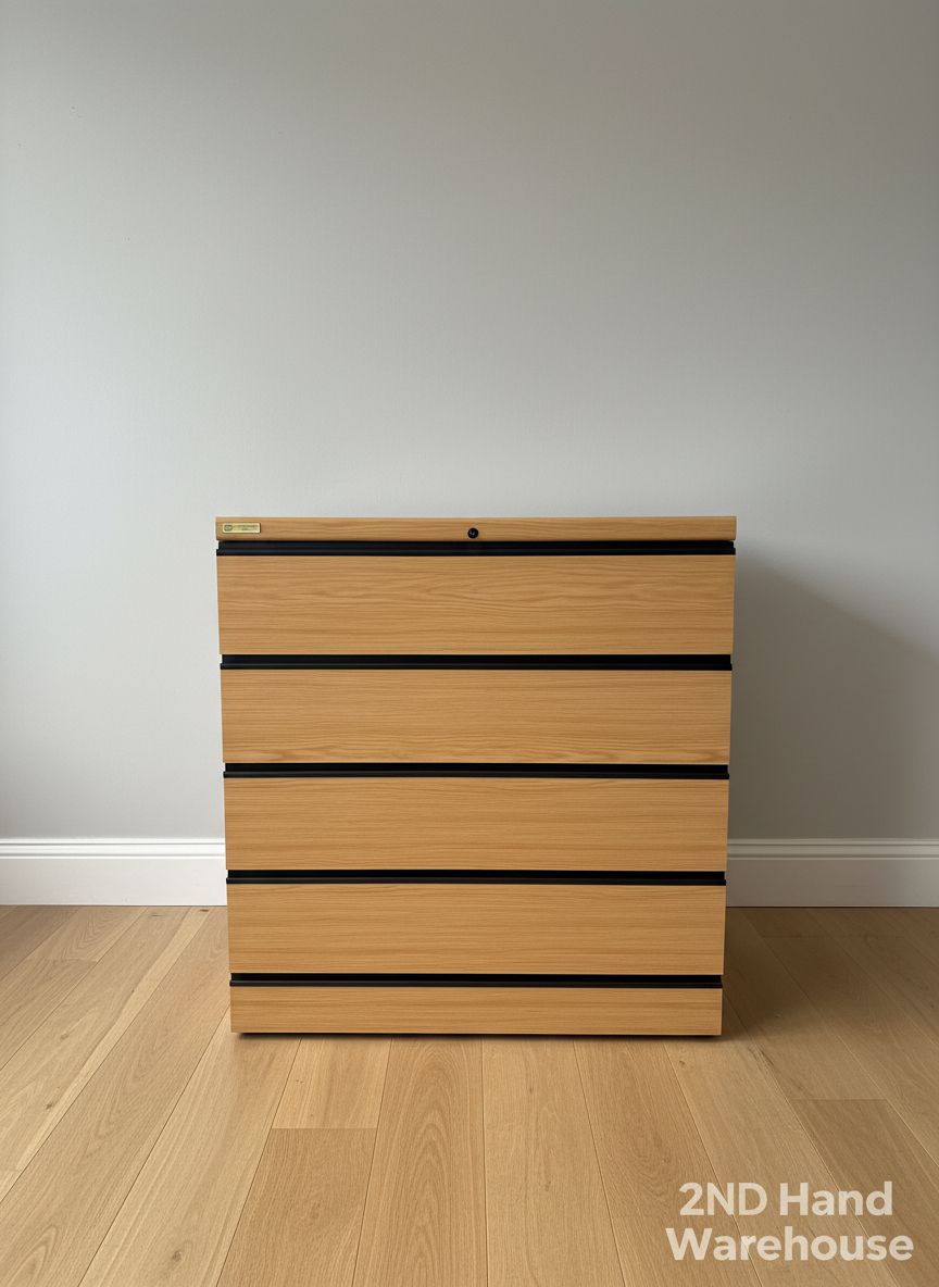 Sleek Wood Tambour Filing Cabinet - 4 Compartments
