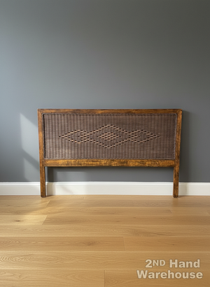 Boho Chic Rattan & Wood Diamond Weave Headboard