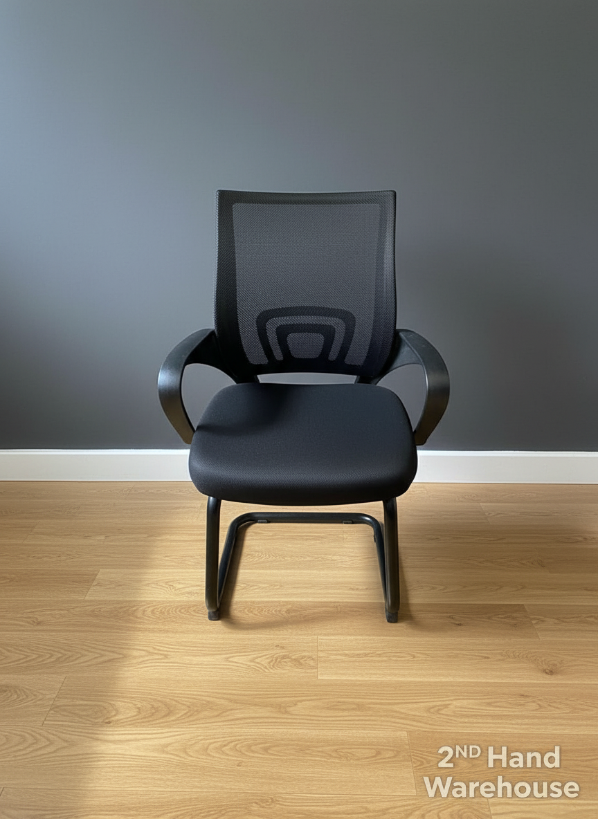 Modern Black Mesh Office Chair with Sled Base