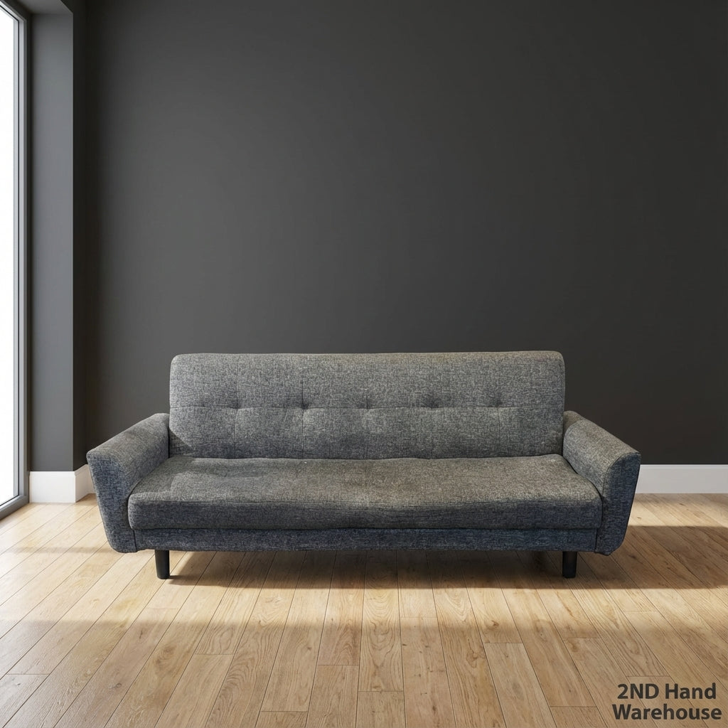 Stylish Grey Fabric 2-Seater Sofa | Modern Living Room Couch - 2ndhandwarehouse.com