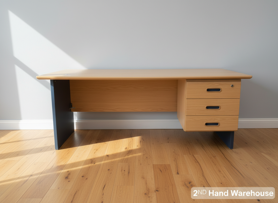 Compact Wooden Office Desk with 3 Lockable Drawers