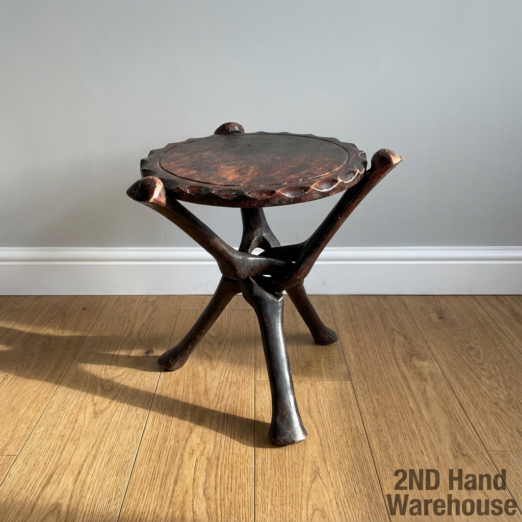 Vintage Carved Wood Accent Table / Plant Stand - 2ndhandwarehouse.com