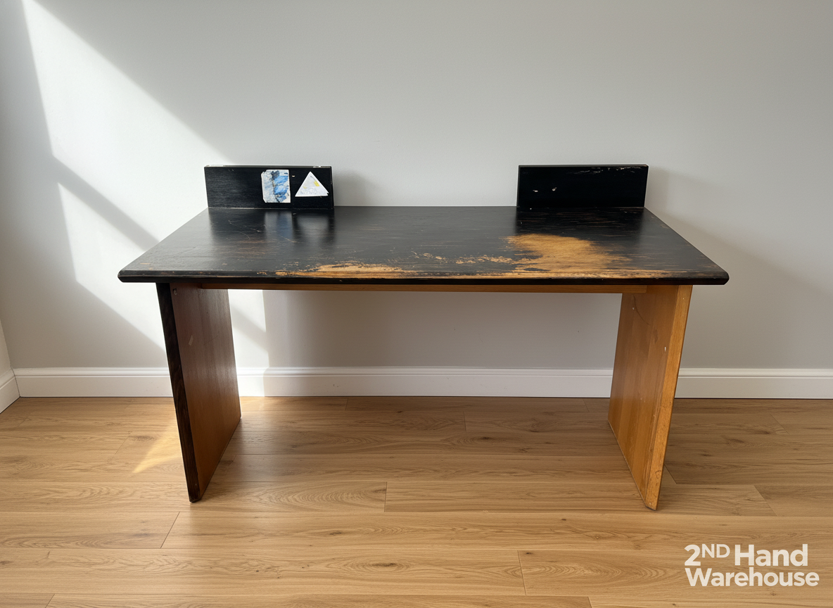 Rustic Chic Distressed Black Desk with Back Risers