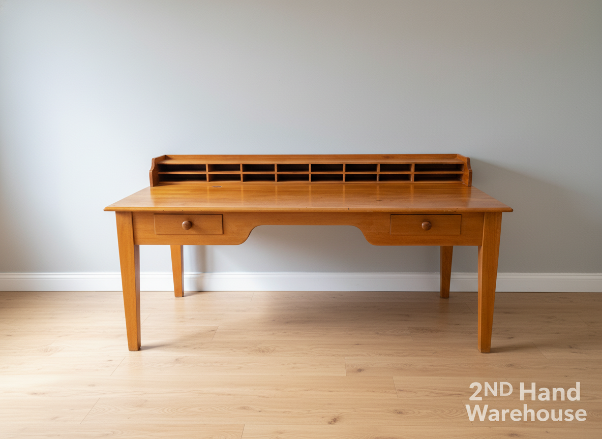 A56526-Charming Wooden Study Desk with Integrated Organizer Hutch - 2ndhandwarehouse.com