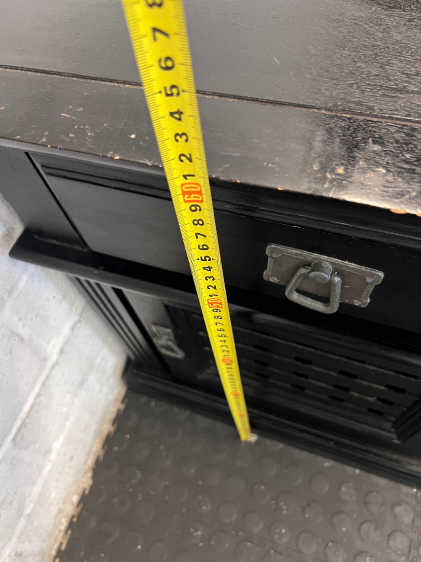 Pair of Black Lattice-Door Bedside Tables - Minor Edge Wear - 2ndhandwarehouse.com