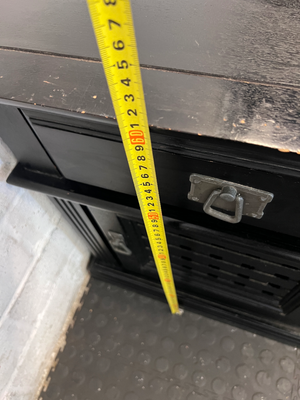 Pair of Black Lattice-Door Bedside Tables - Minor Edge Wear - 2ndhandwarehouse.com