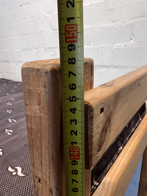 Oak-Coloured Wooden Bunk Bed with Ladder & 2 Mattresses - 2ndhandwarehouse.com