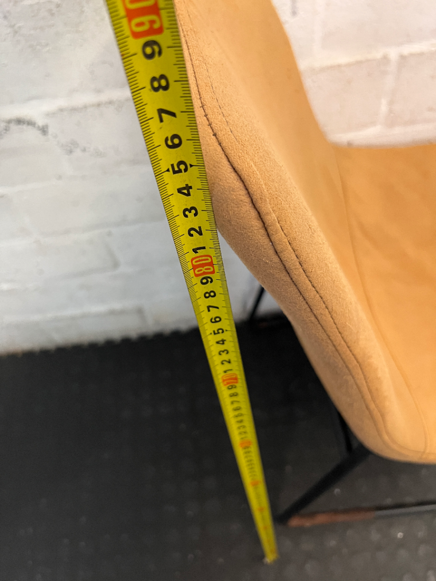 Pair of Mustard Dining Chairs - Upholstery Wear & Base Rust - 2ndhandwarehouse.com
