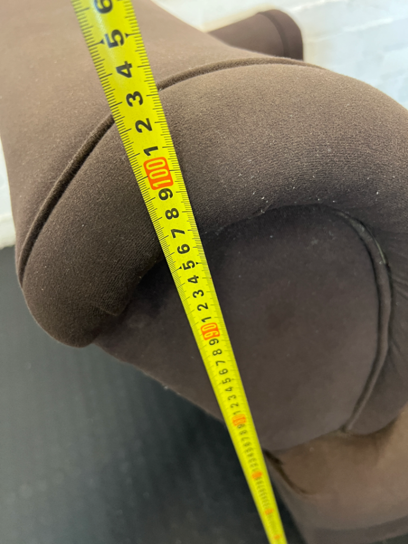 Brown Fabric 2-Seater Couch - Minor Wear to Arm and Base - 2ndhandwarehouse.com