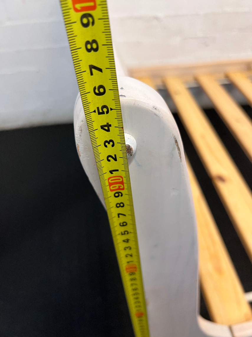 White-Wash Wooden Double Bed Frame with Slats - Fair Condition - 2ndhandwarehouse.com