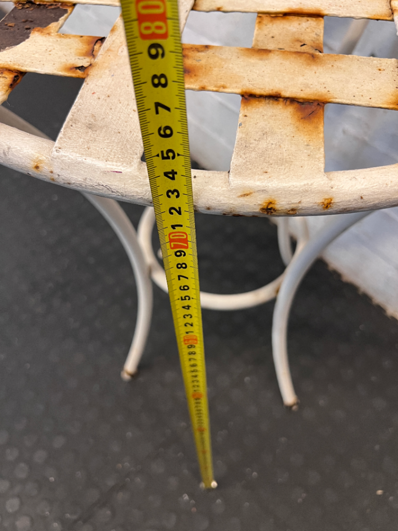 Rustic White Metal Braided-Top Outdoor Table - Visible Weathering - 2ndhandwarehouse.com