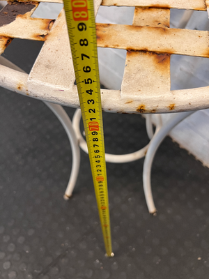 Rustic White Metal Braided-Top Outdoor Table - Visible Weathering - 2ndhandwarehouse.com