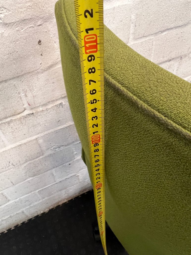 Two-Tone Green and Black Armless Swivel Office Chair — Scuffed Armrests and Well Used Condition - 2ndhandwarehouse.com