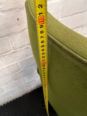 Two-Tone Green and Black Armless Swivel Office Chair — Scuffed Armrests and Well Used Condition - 2ndhandwarehouse.com