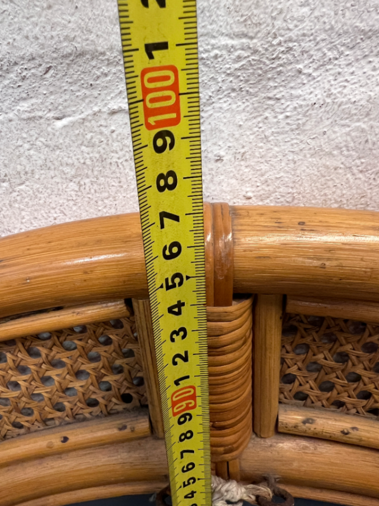 Arched Rattan and Cane Webbing Wall Mirror — Good Condition - 2ndhandwarehouse.com