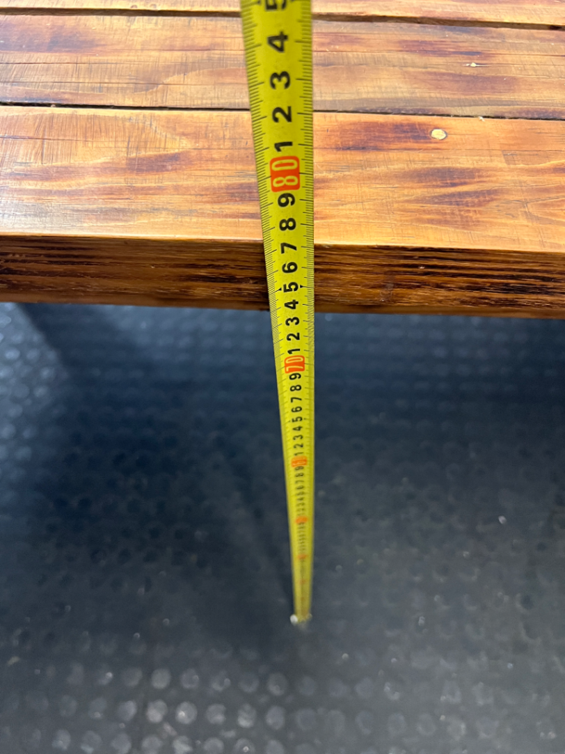 Slatted Pine Dining Table in Chestnut Finish — Good Working O - 2ndhandwarehouse.com