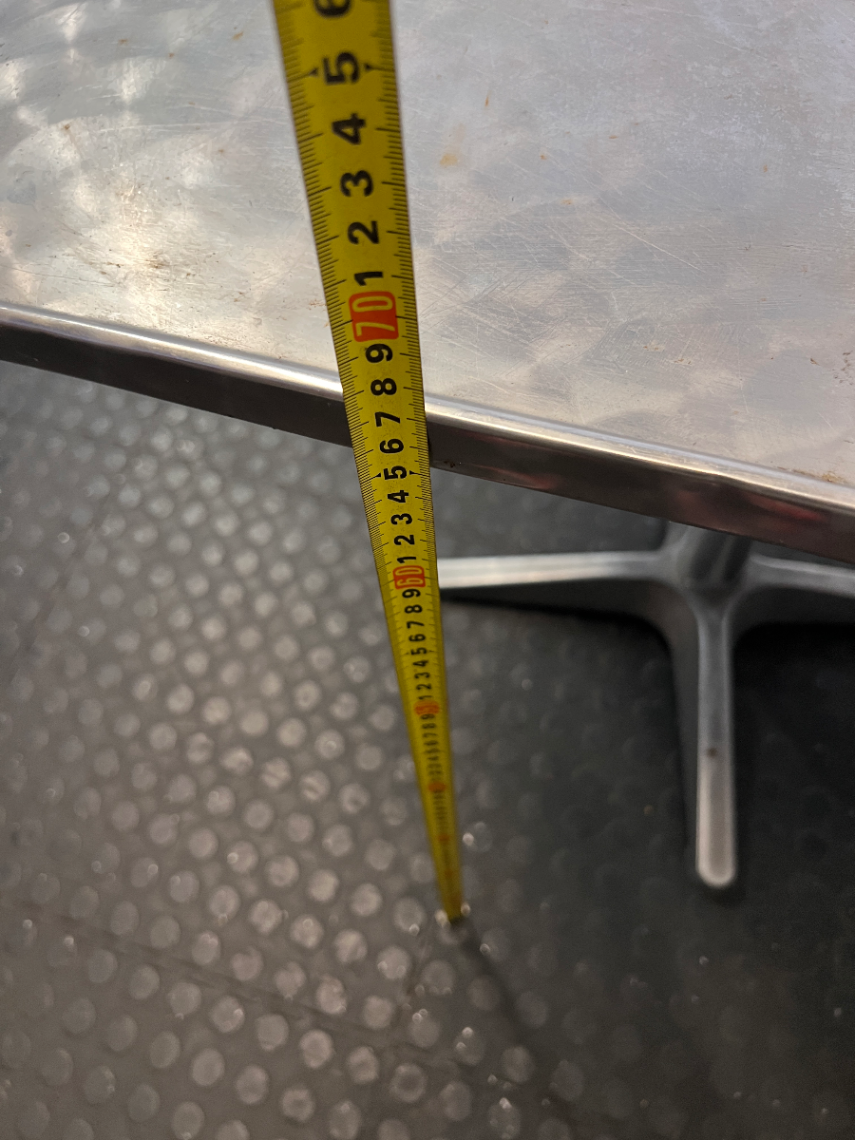 Square Stainless Steel Cafe Table with Pedestal Base - 2ndhandwarehouse.com