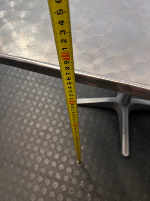 Square Stainless Steel Cafe Table with Pedestal Base - 2ndhandwarehouse.com