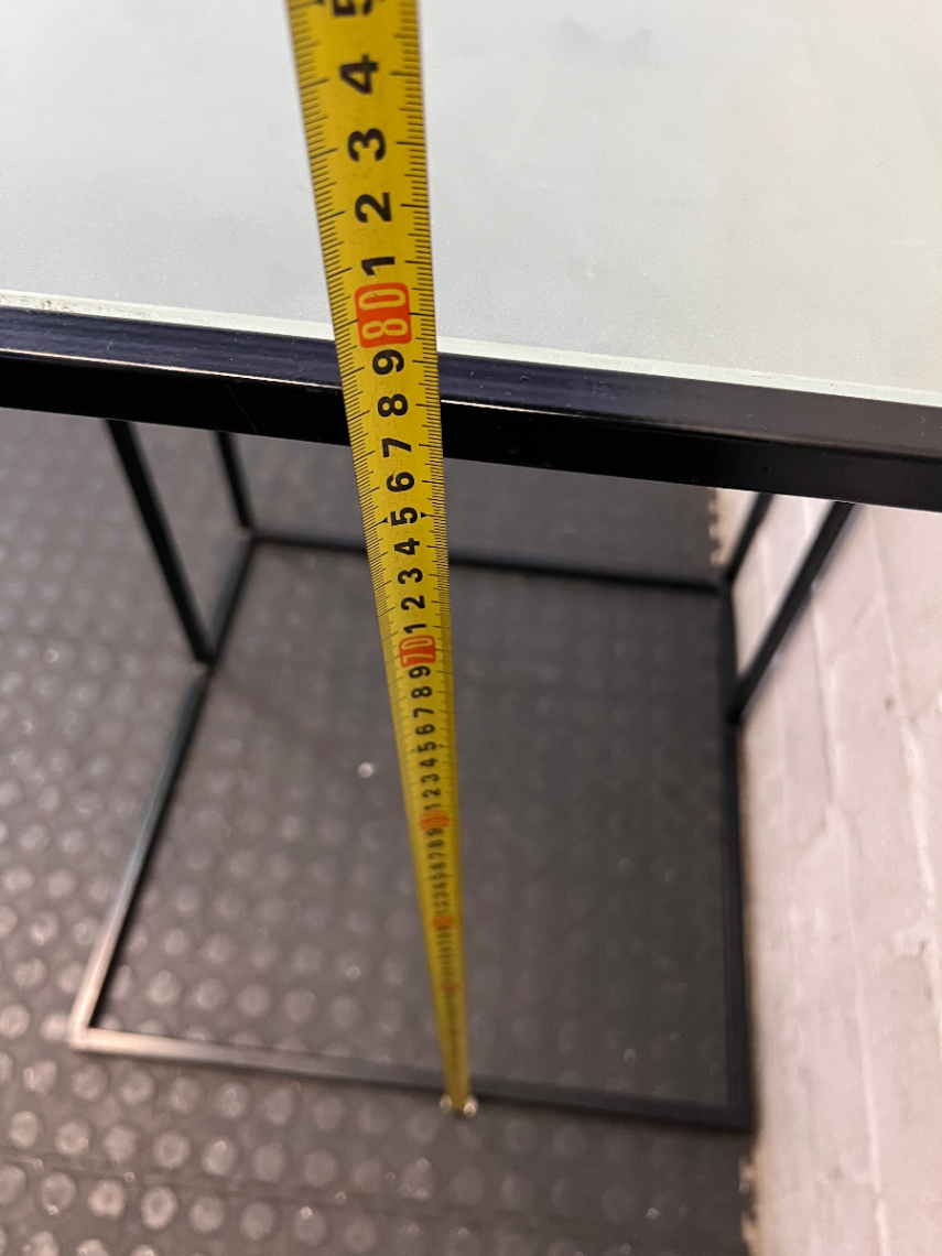 Z-Shaped Black Steel and Glass Side Table — Fair Used C - 2ndhandwarehouse.com