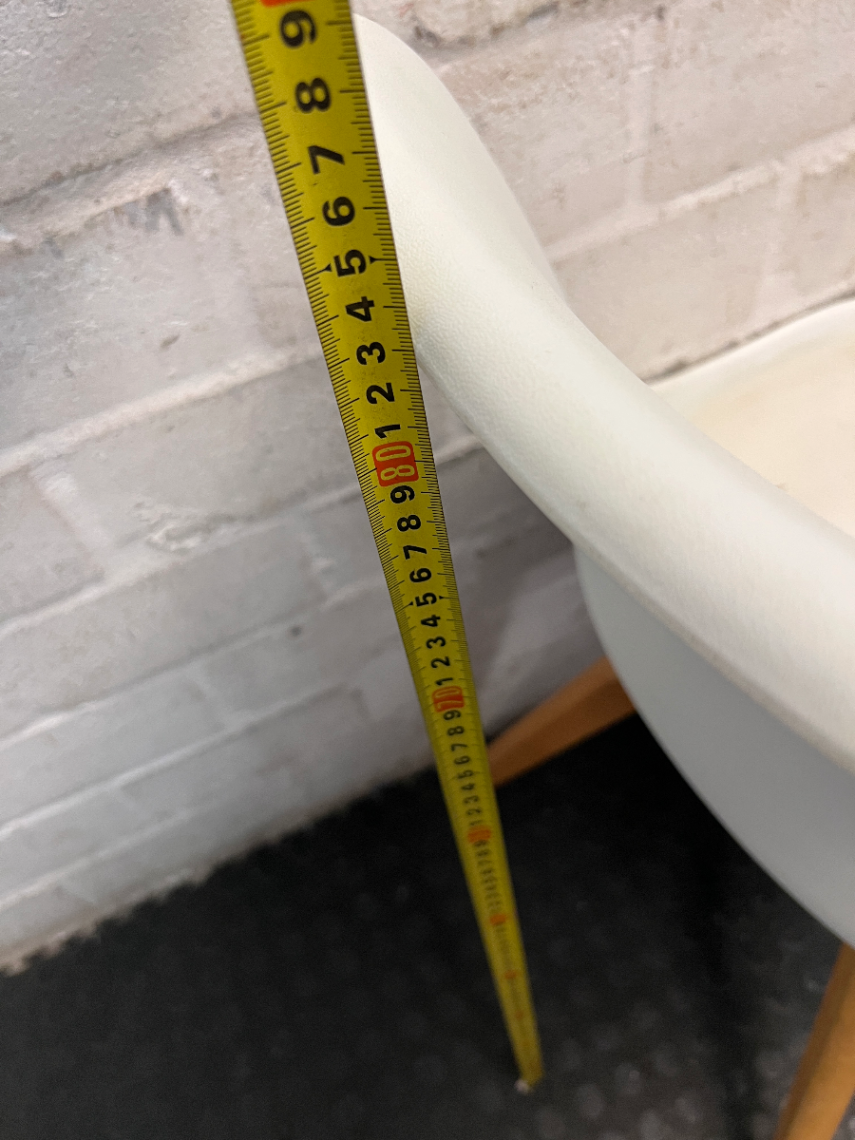 White Moulded Plastic Dining Chair with Wood Legs