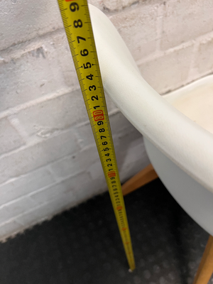 White Moulded Plastic Dining Chair with Wood Legs