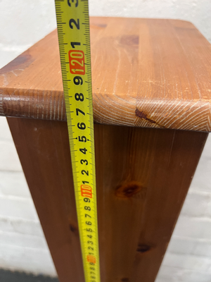 Tall Slim Pine-Finish Wooden Shelving Unit — Well Used Condition