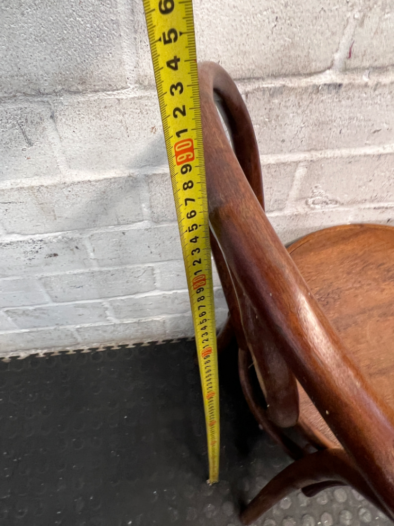 Vintage Bentwood Style Wooden Dining Chair — Surface Scuffs and Worn Varnish on Seats