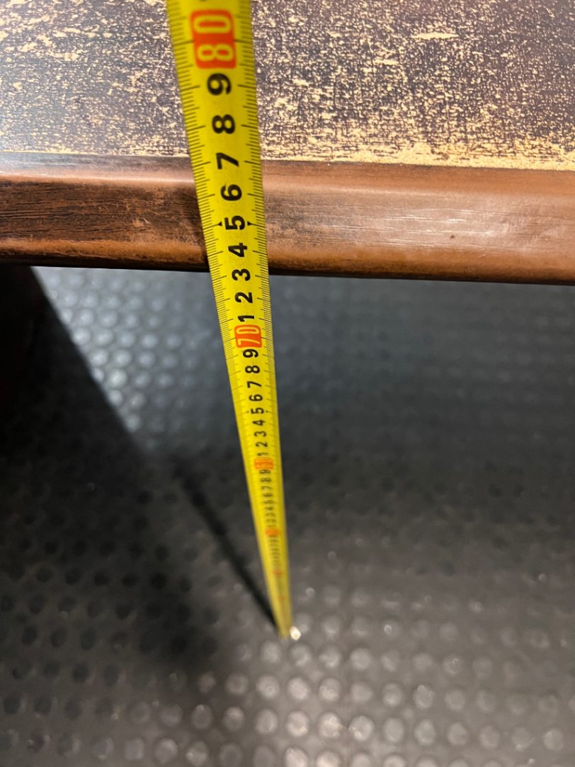 Dark Wood-Look Office Desk with 3 Drawers — Damaged Wood Surface