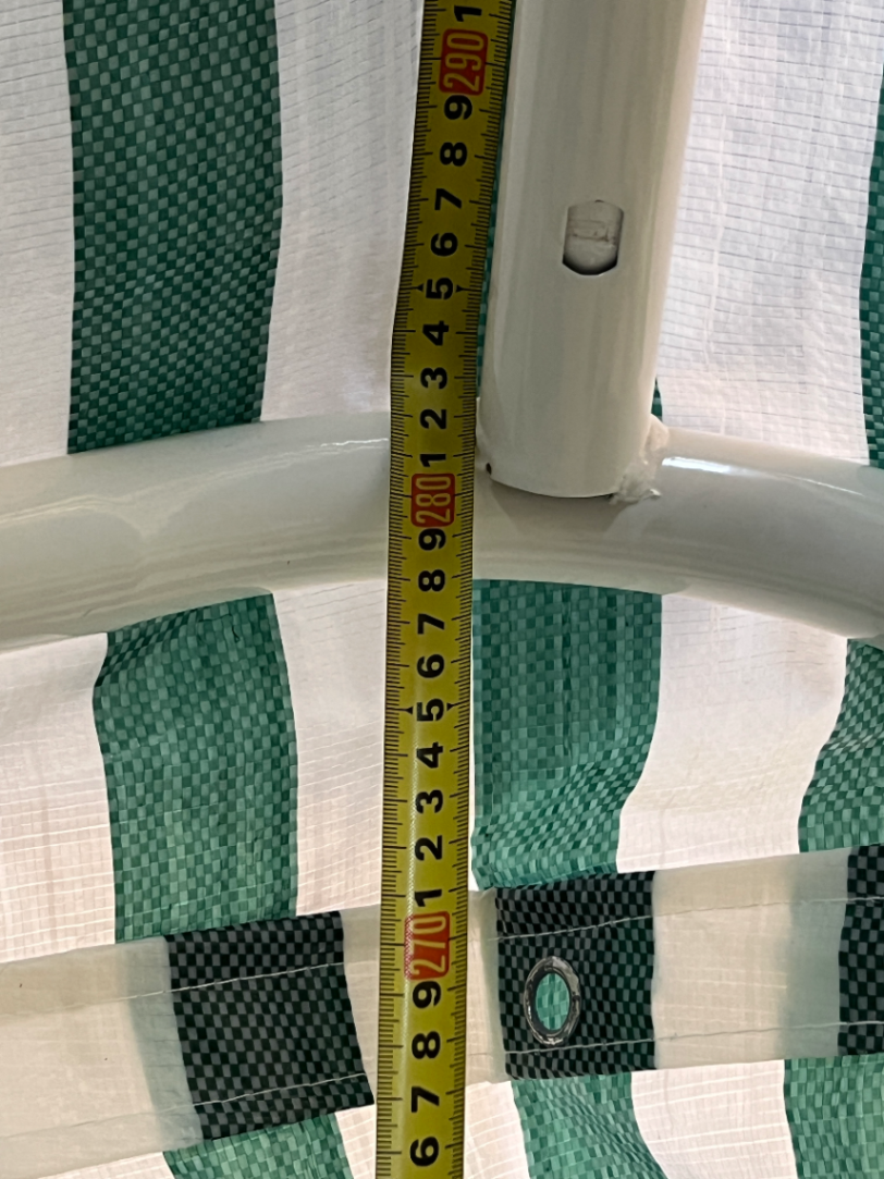 Striped Green and White Portable Canopy Carport — Fair General Condition