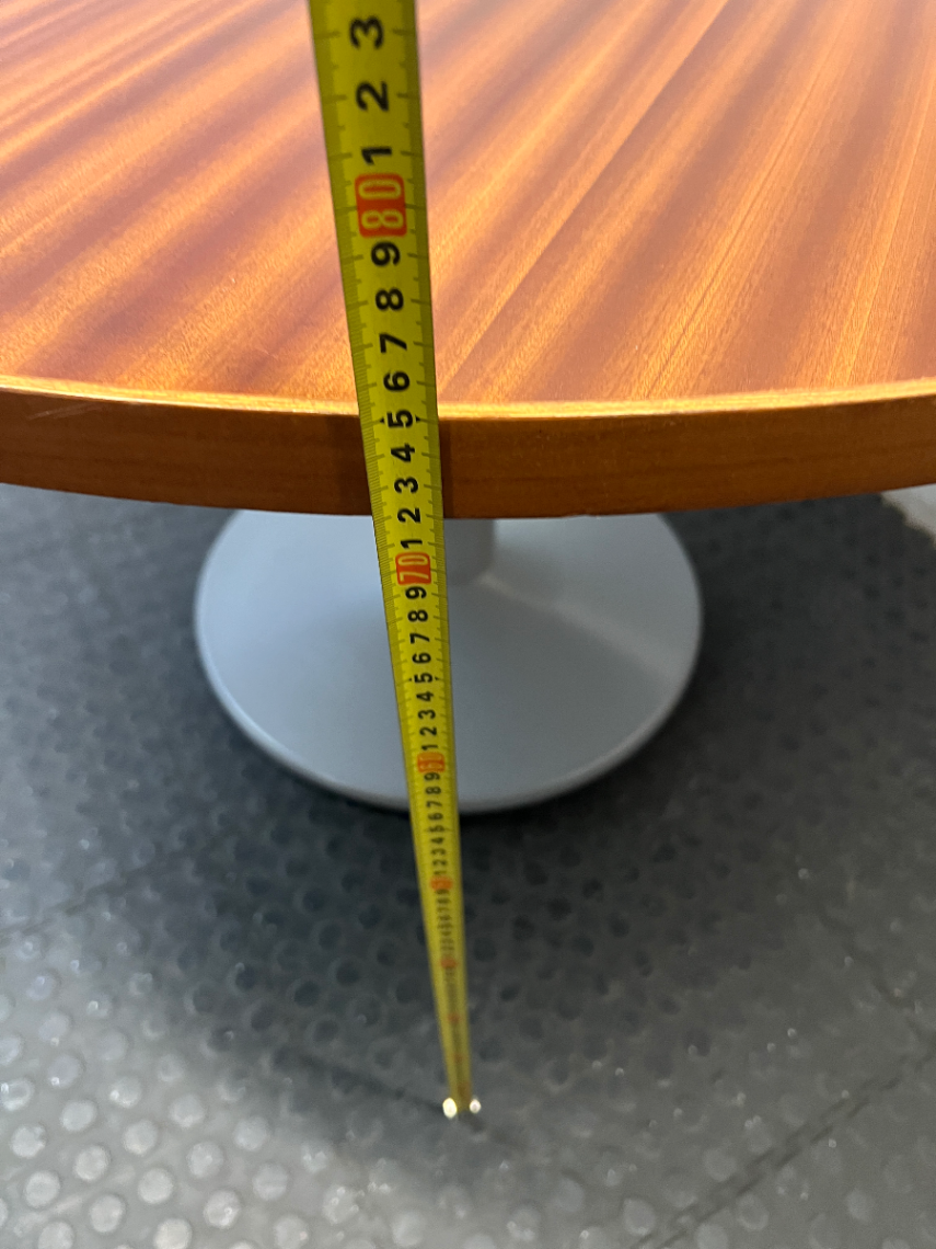Round Wood Top Table with Metal Pedestal Base — Good Working Order