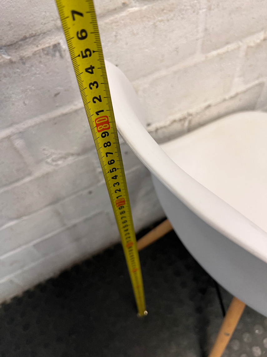White Moulded Dining Chair with Wood Legs — Good Working Order