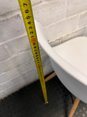 White Moulded Dining Chair with Wood Legs — Good Working Order