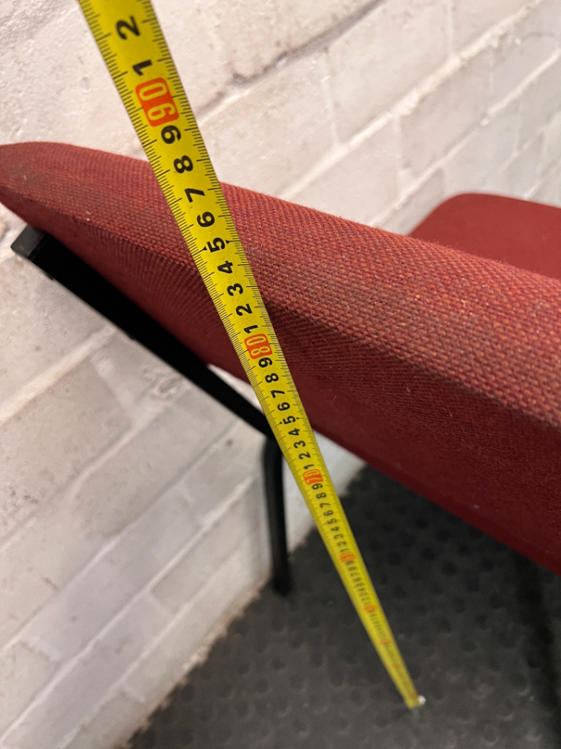 Red Fabric Mid Back Office Visitor Chair — Aged But Structurally Sound