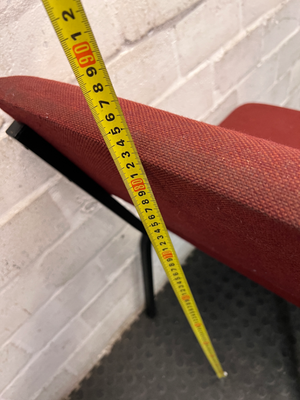 Red Fabric Mid Back Office Visitor Chair — Aged But Structurally Sound
