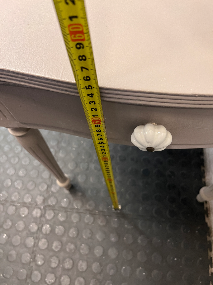 Painted Grey Bedside Table with Ceramic Knob — Good Condition
