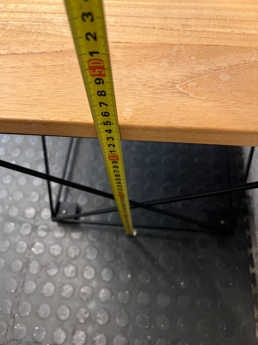 Industrial Style Square Side Table with Geometric Metal Base — Used; Fair Condition