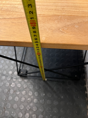 Industrial Style Square Side Table with Geometric Metal Base — Used; Fair Condition