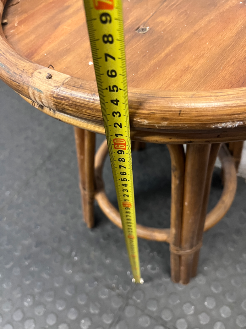 Bamboo and Cane Round Side Table