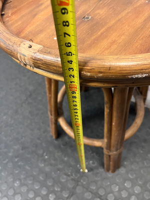Bamboo and Cane Round Side Table