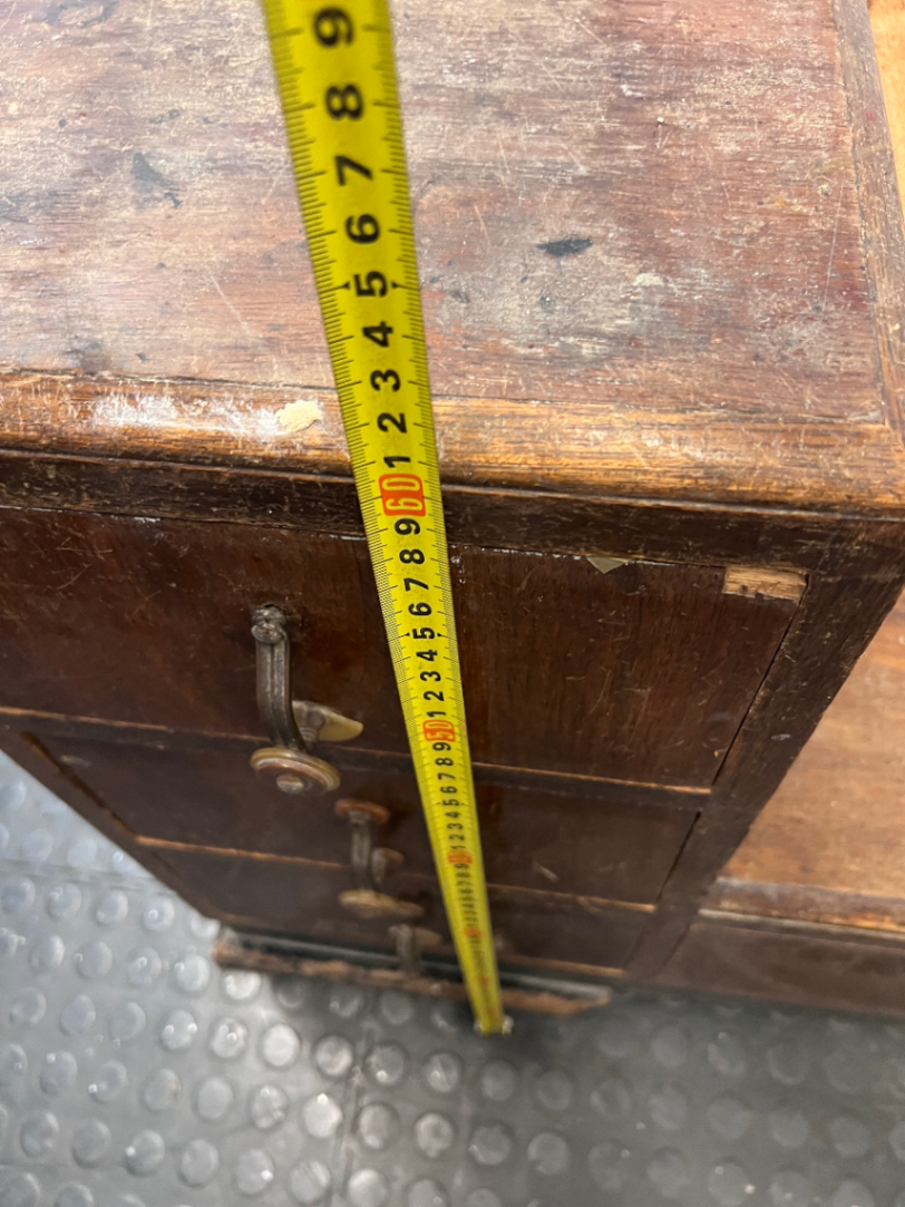 Vintage Wooden Stepped Chest of Drawers — Old Second Hand Condition with Surface Wear