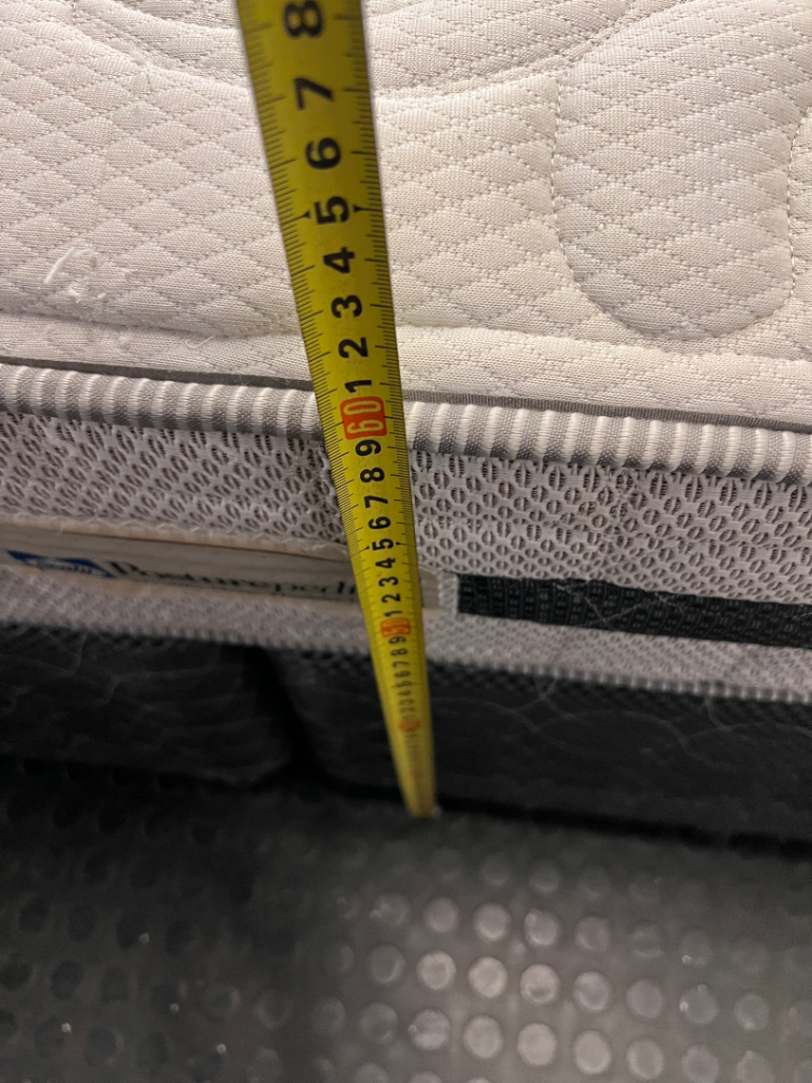 Sealy King Mattress and Split Base Set — Fair Condition