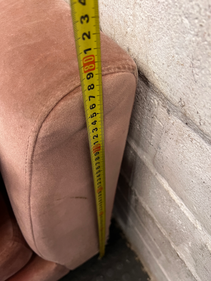 Dusty Pink Velvet-Style Upholstered Daybed — Well Used with Visible Fabric Wear