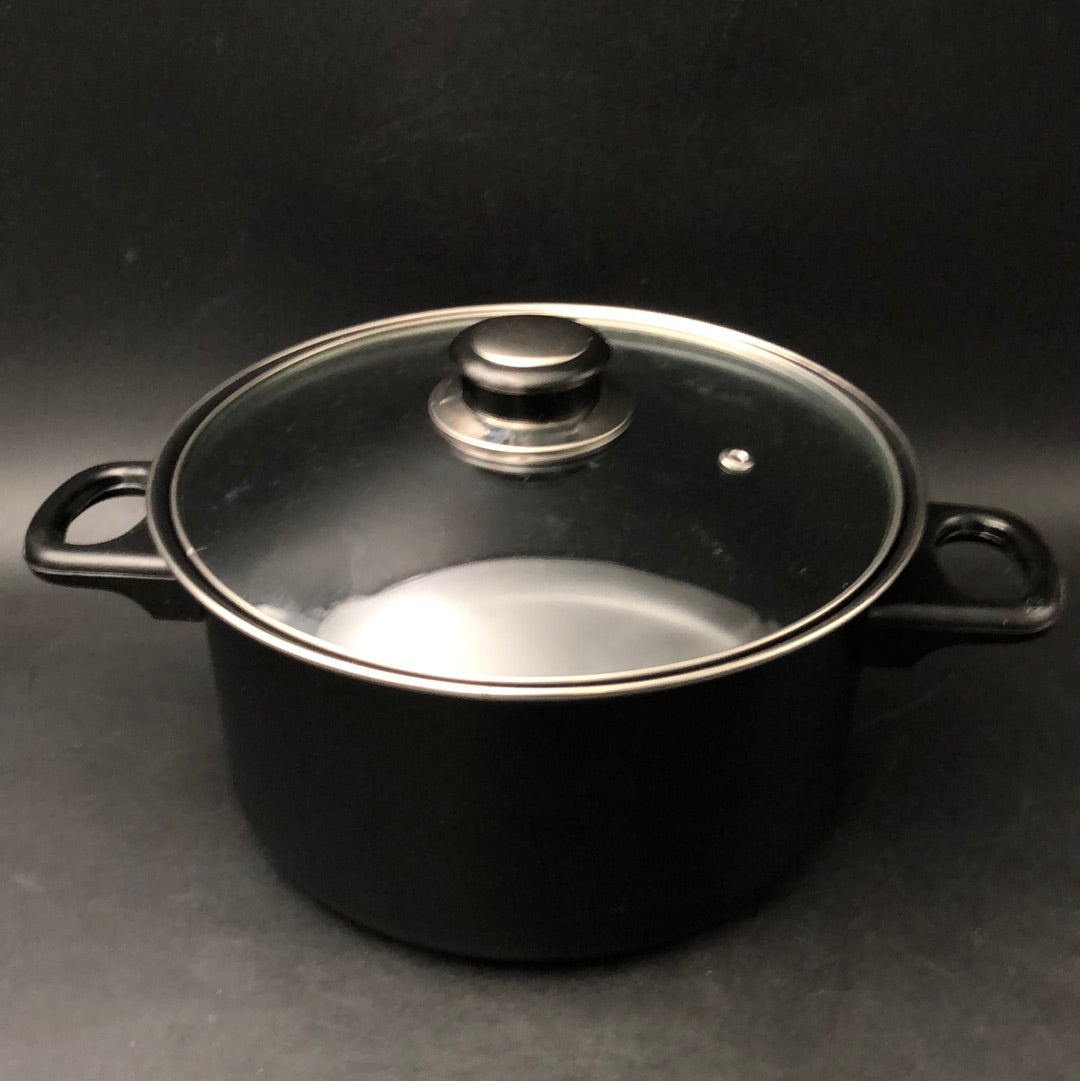 Black Pot with Glass Lid - Medium