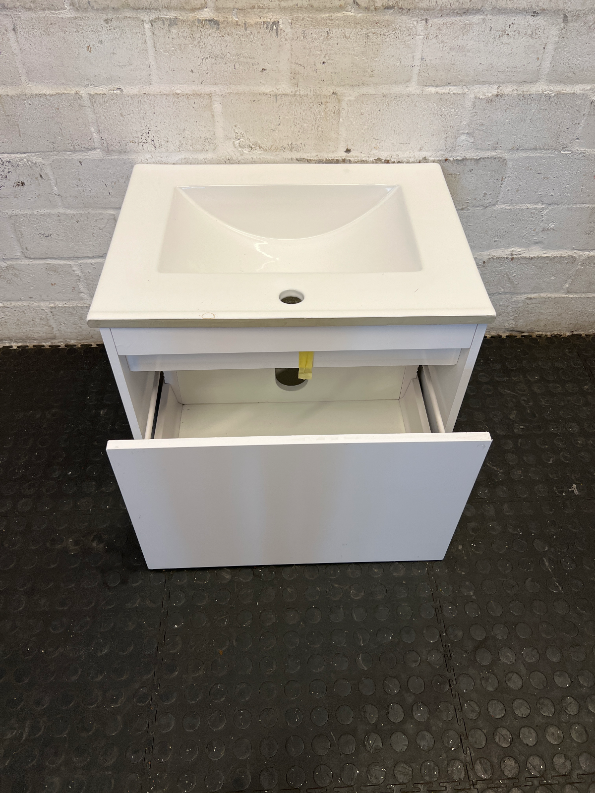 Modern White Ceramic Drop-In Bathroom Sink & Vanity Unit - 2ndhandwarehouse.com