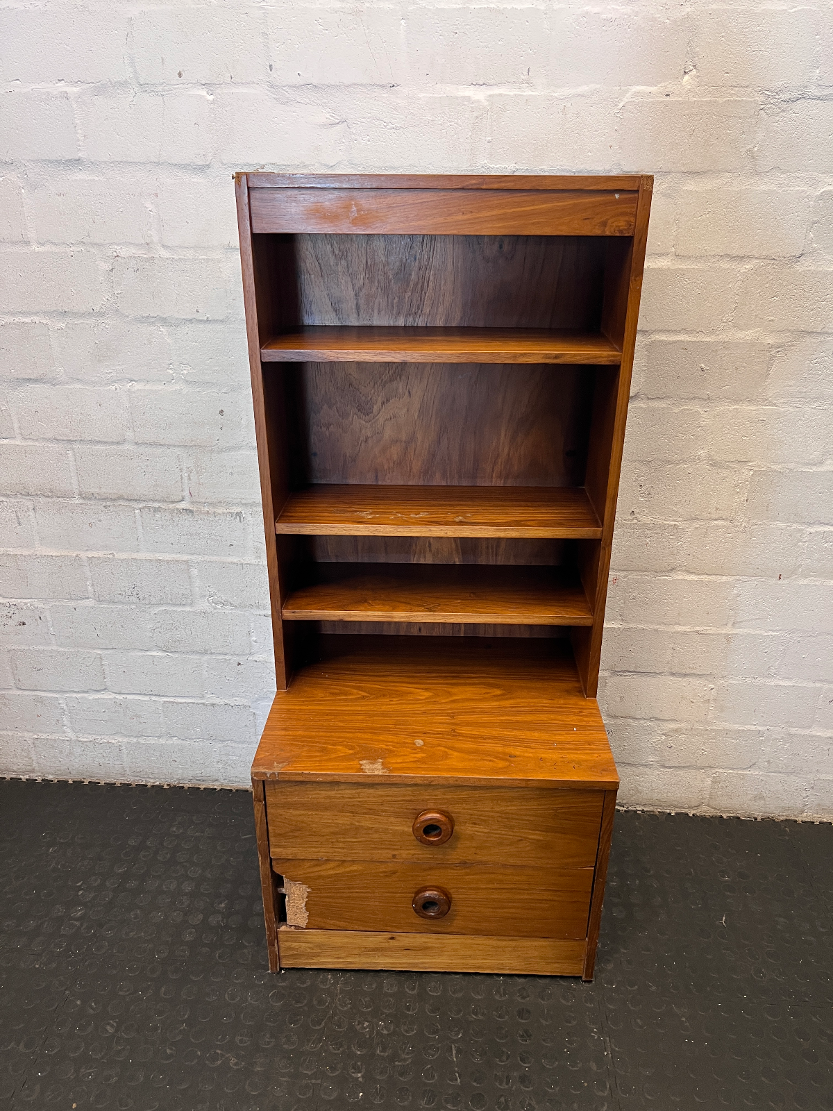 Vintage Stepped Wood Display Cabinet & Drawer Unit - 2ndhandwarehouse.com